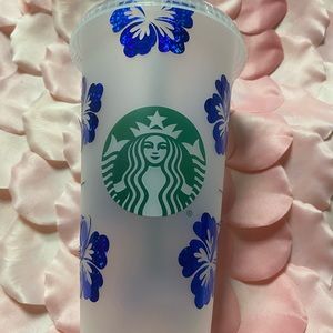Starbucks Reusable Cold Cup Blue Flower